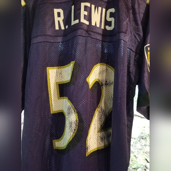 Football Jersey Mesh T Shirt Baltimore Ravens Ray Lewis 52 Purple Puma Large NFL - Picture 9 of 9